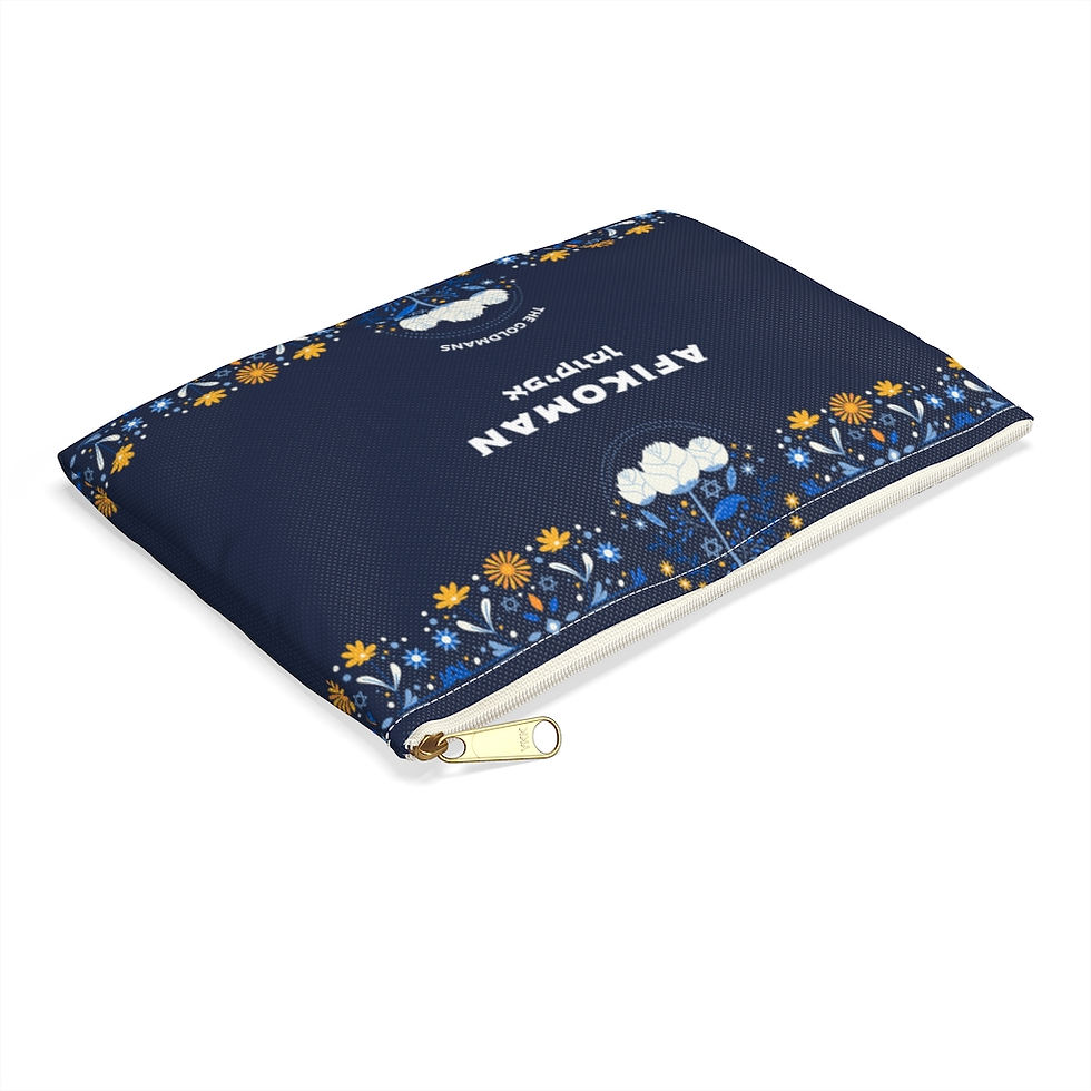 Thumbnail: Personalized Navy and Floral Pesach Afikoman Matzah Bag 