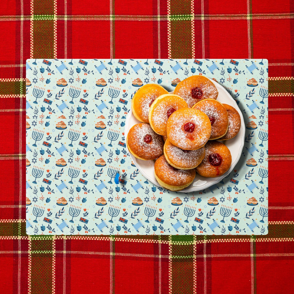 Menorah Tempered Glass Tray | Hanukah Gift Idea | Jewish Festive Season Gift |