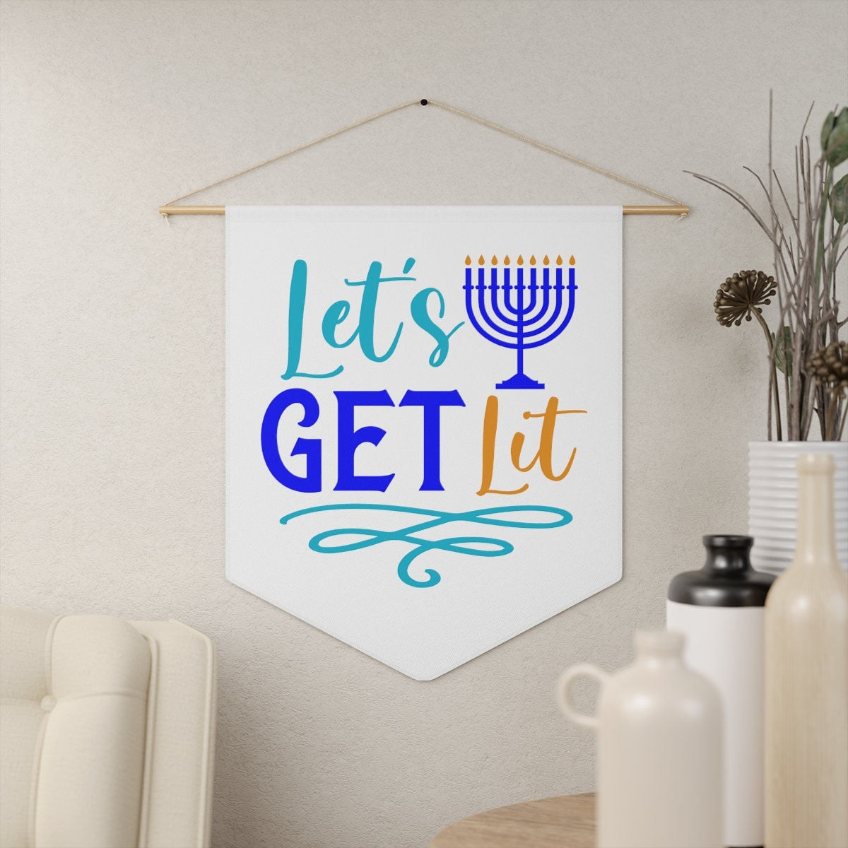 Hanukkah Pennant, Hanukkah Banner, Hanukkah Flag, Hanukkah Porch Signs, Hanukka