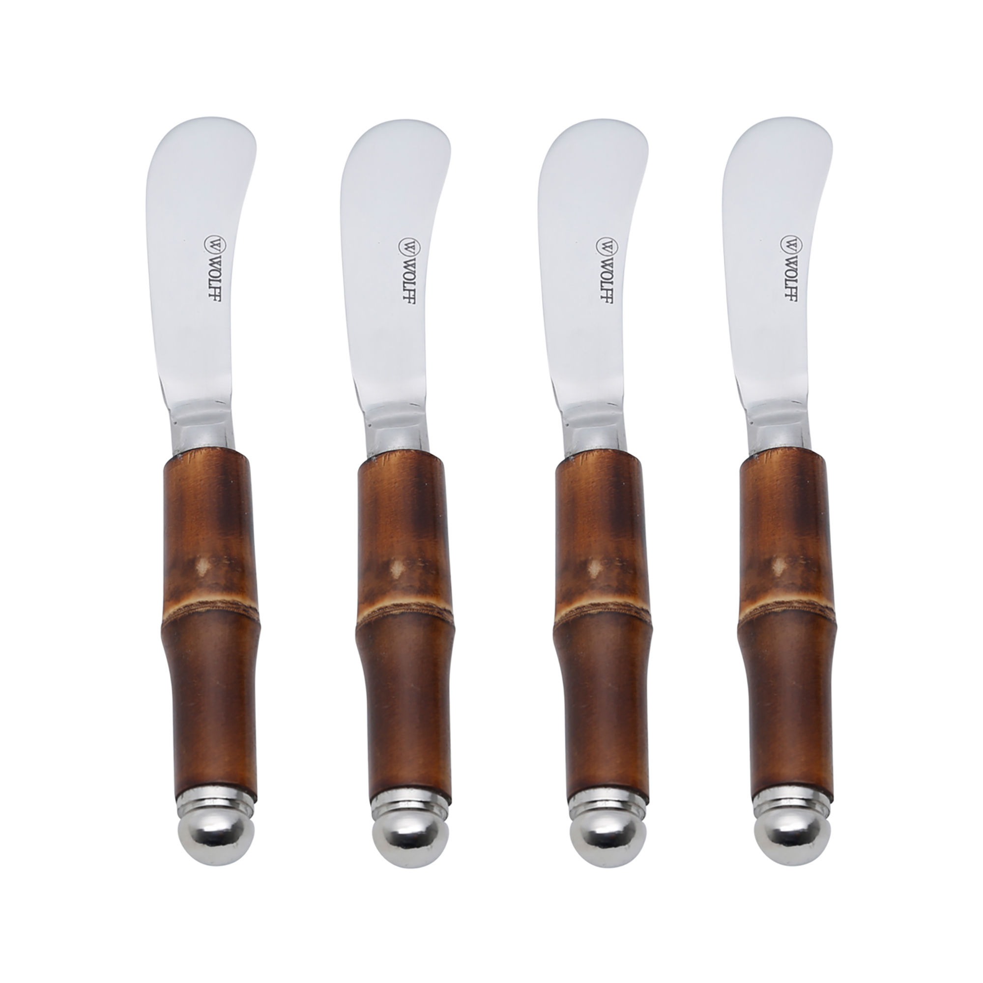 136698 Jg 4 Espátulas inox com Cabo Bambu