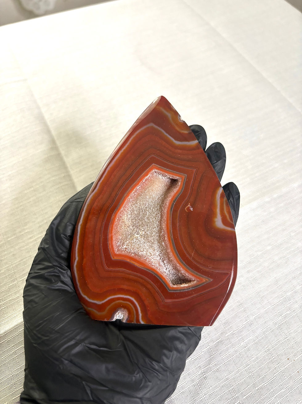 Thumbnail: Carnelian Agate Geode Druzy Specimen