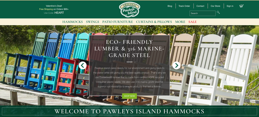 Pawleys Island Website Banner Rocking Chairs