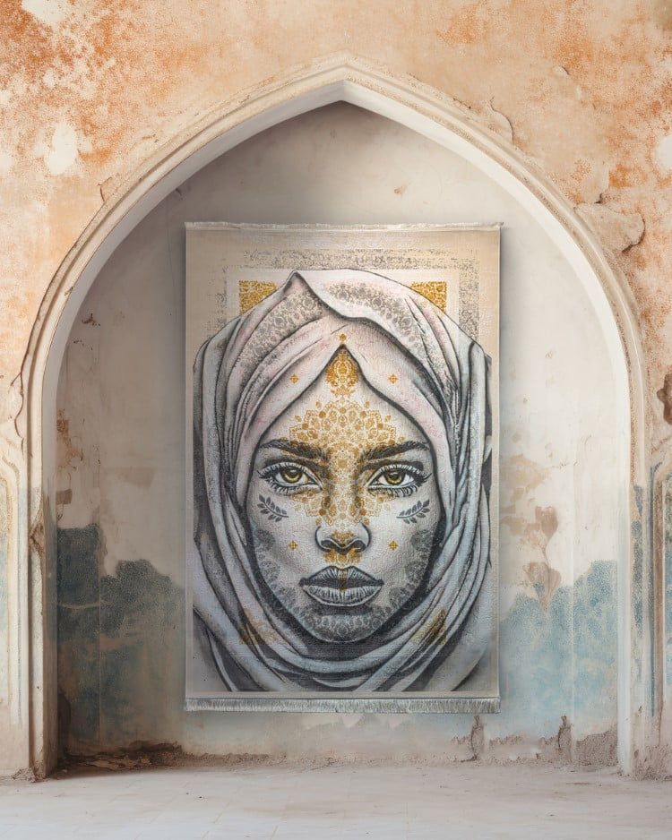 mateo humano iranian carpet art paint portraits