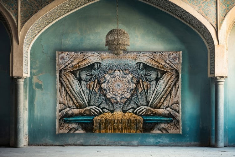 mateo humano iranian carpet art paint portraits