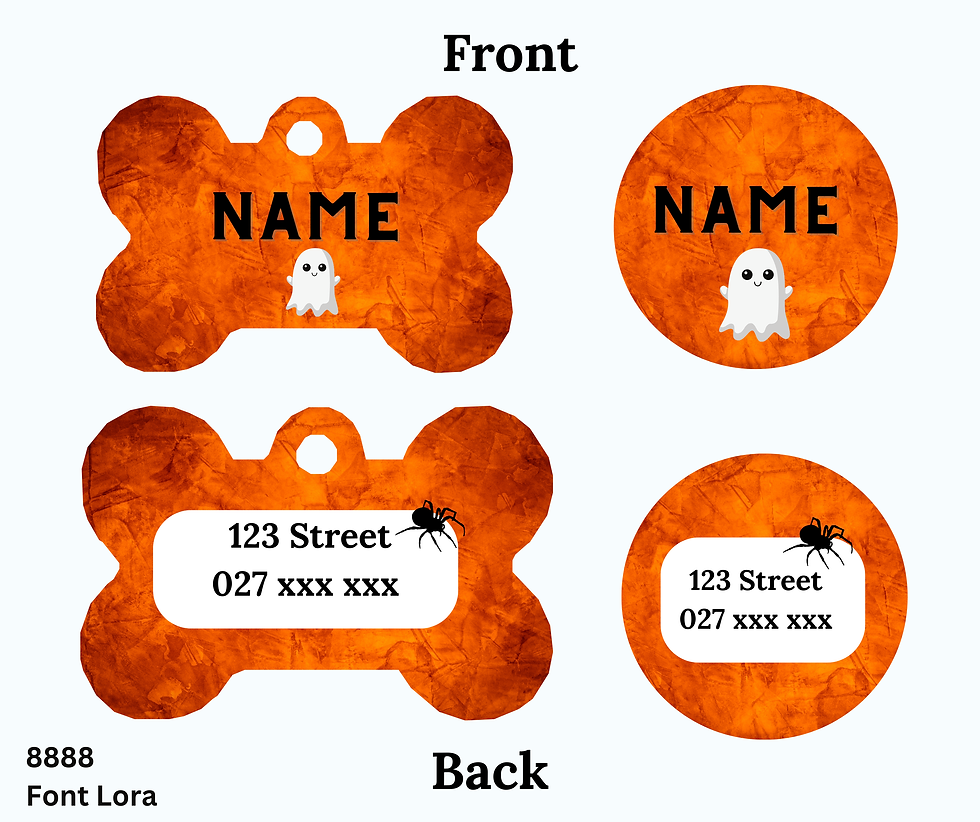 Halloween Spooky orange with a ghost Pet tag