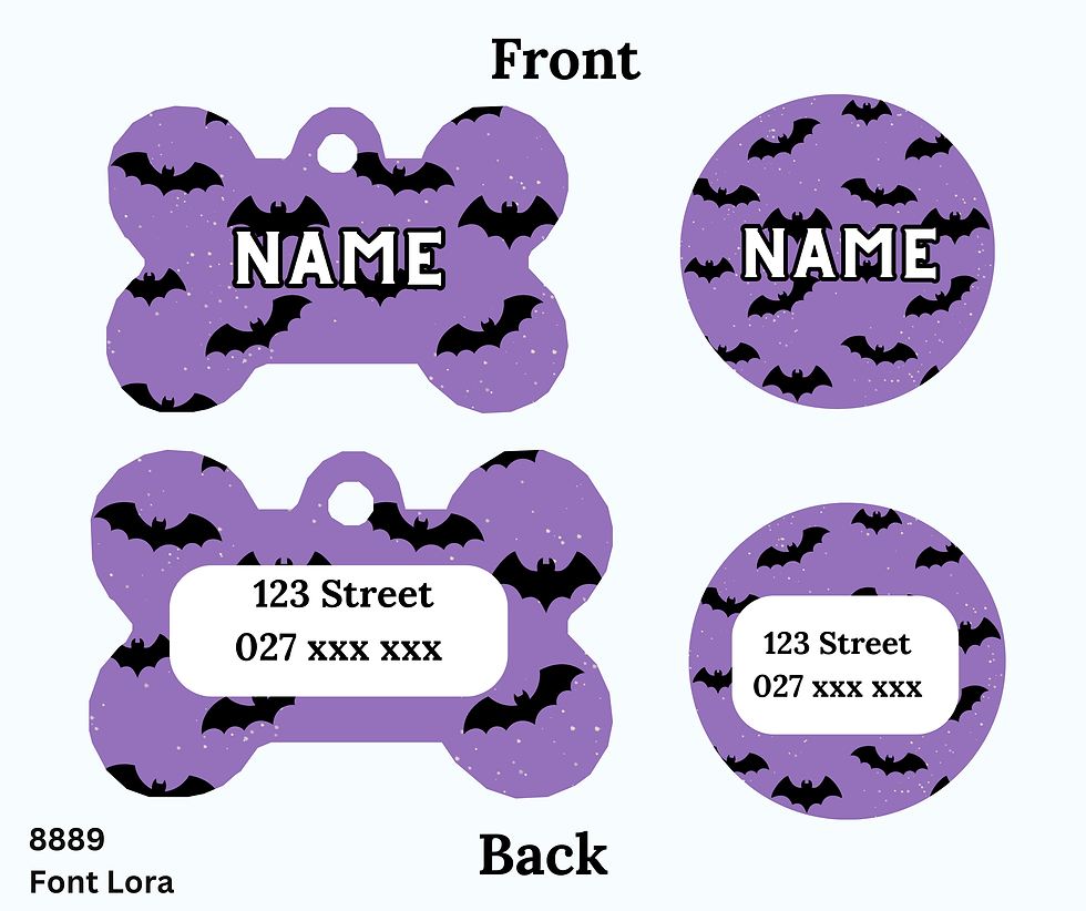 Halloween Purple with Bats Pet tag