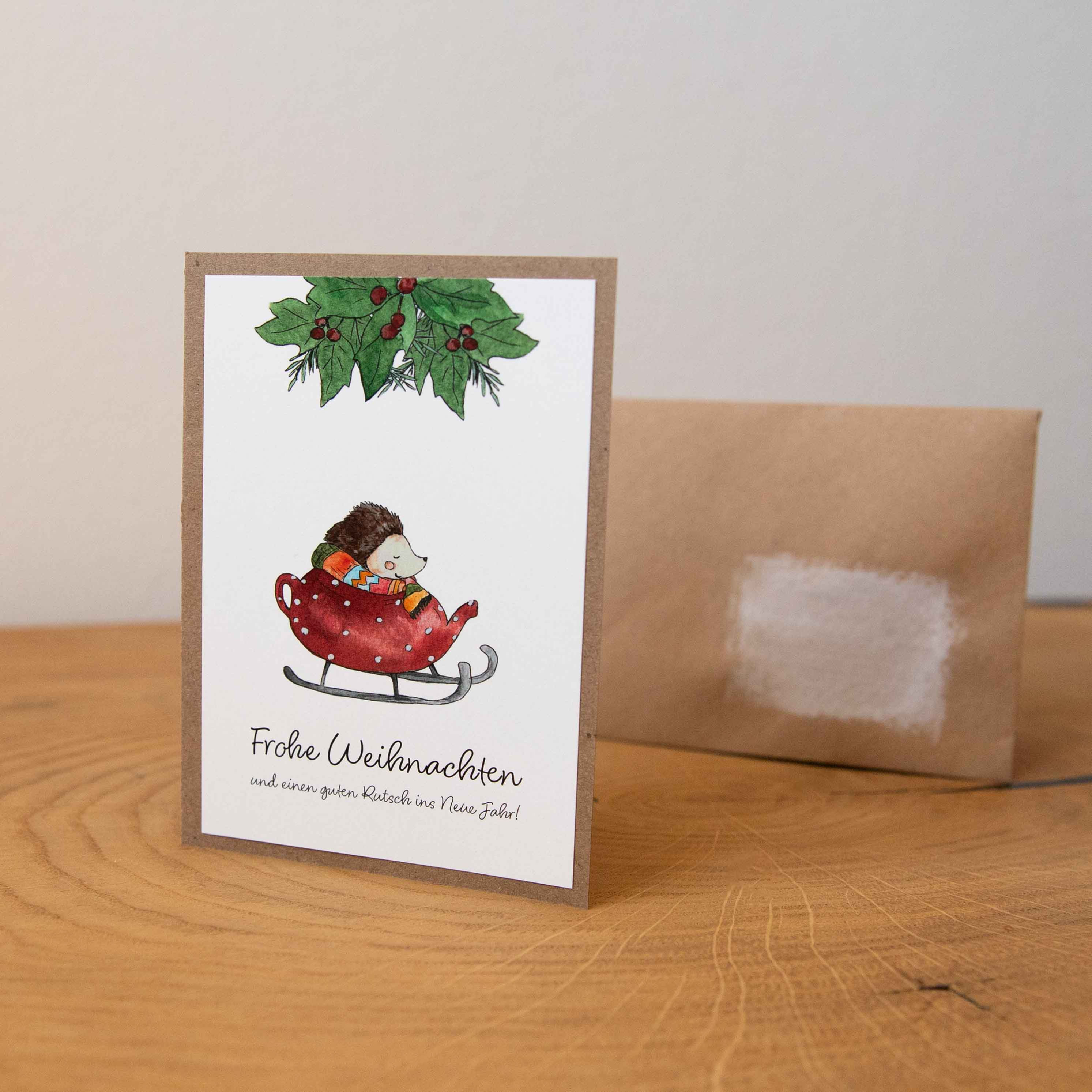 Weihnachtsigel | Klappkarte mit Kuvert