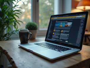 A laptop showing SEO tools on screen, placed on a cozy desk by the window—symbolizing smart SEO strategies for growing your business.