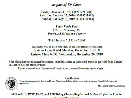AKC Agility Trials - January 11- 13th 2019