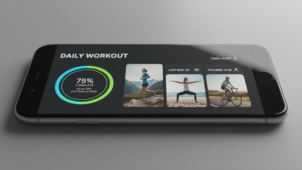 Close-up view of a fitness app showing workout progress on a smartphone