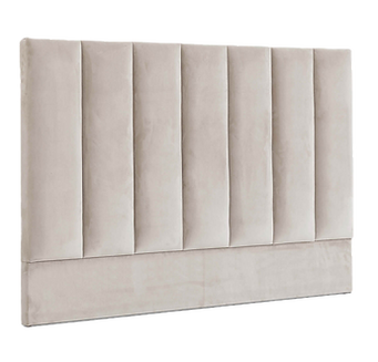 Battersea edition bespoke headboard with light pink fabric and line stiching pattern