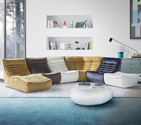 Modular colour sofa white table