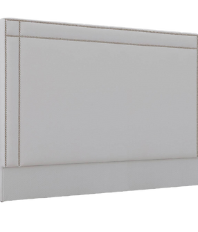 Belgravia edition beposke headboard in silver colour fabric with golden metal stud design border