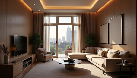 Elegant bespoke living room in Virginia Water