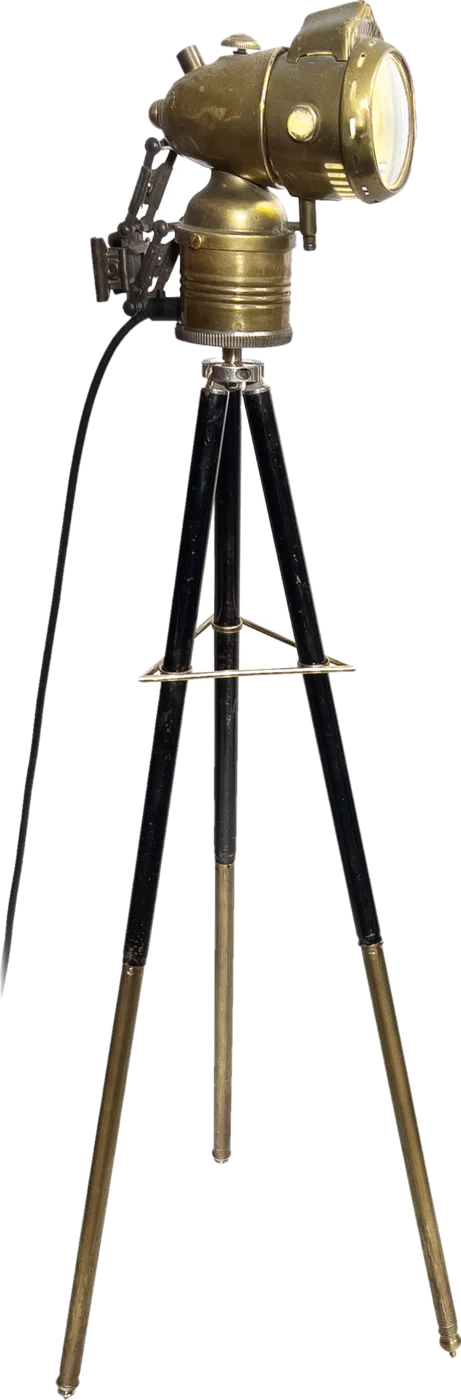 Italian Bike Lamp (Tripod) in the studio, switched on