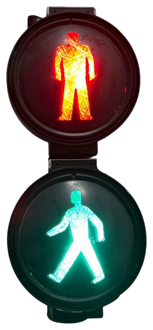 Ampel Wall Lamp, Once a pedestrian traffic light, now a wall lamp.