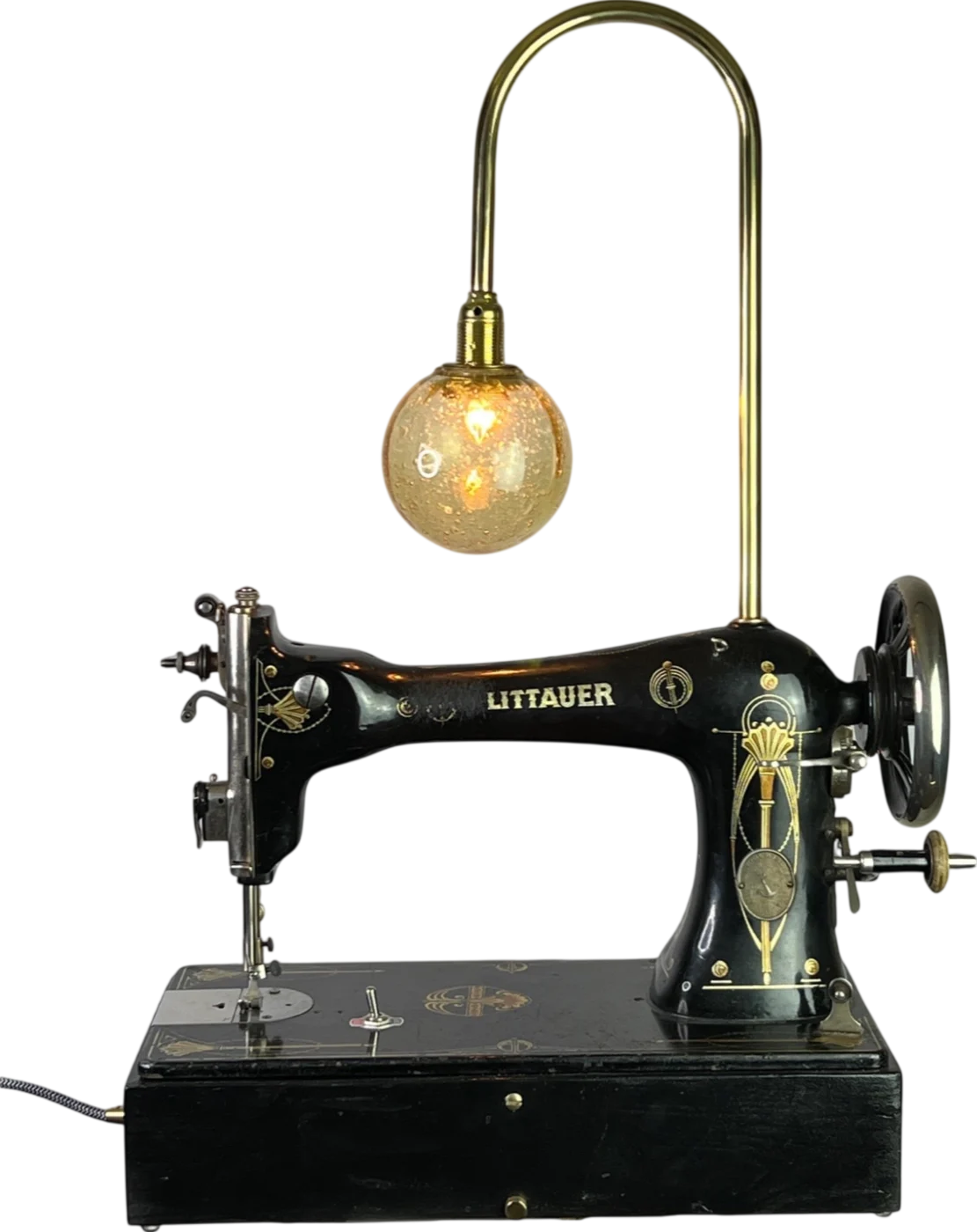 Sewing Machine Lamp, the finished lamp