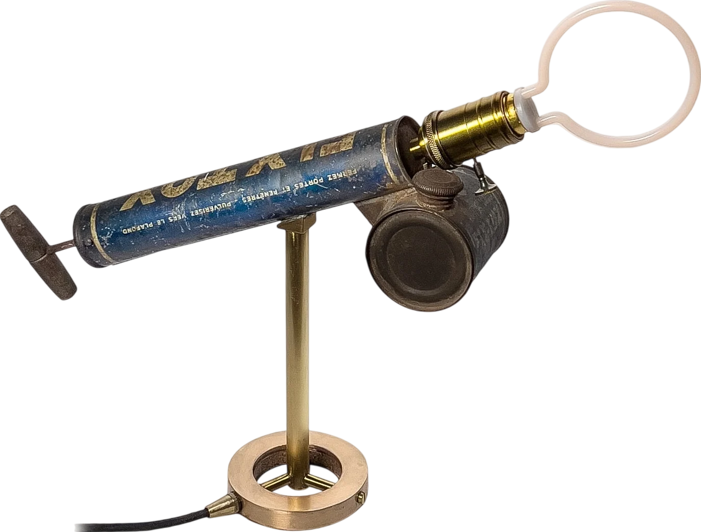 Flit Lamp, Once a pesticide sprayer, now a table lamp.