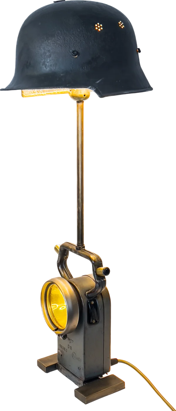 Helmet Lamp, Once a helmet, now a table lamp.