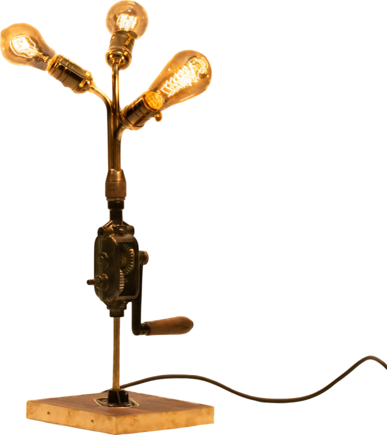 Hand Drill Lamp in the studio, switched on