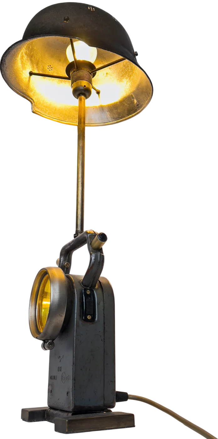 Helmet Lamp in the studio, switched on