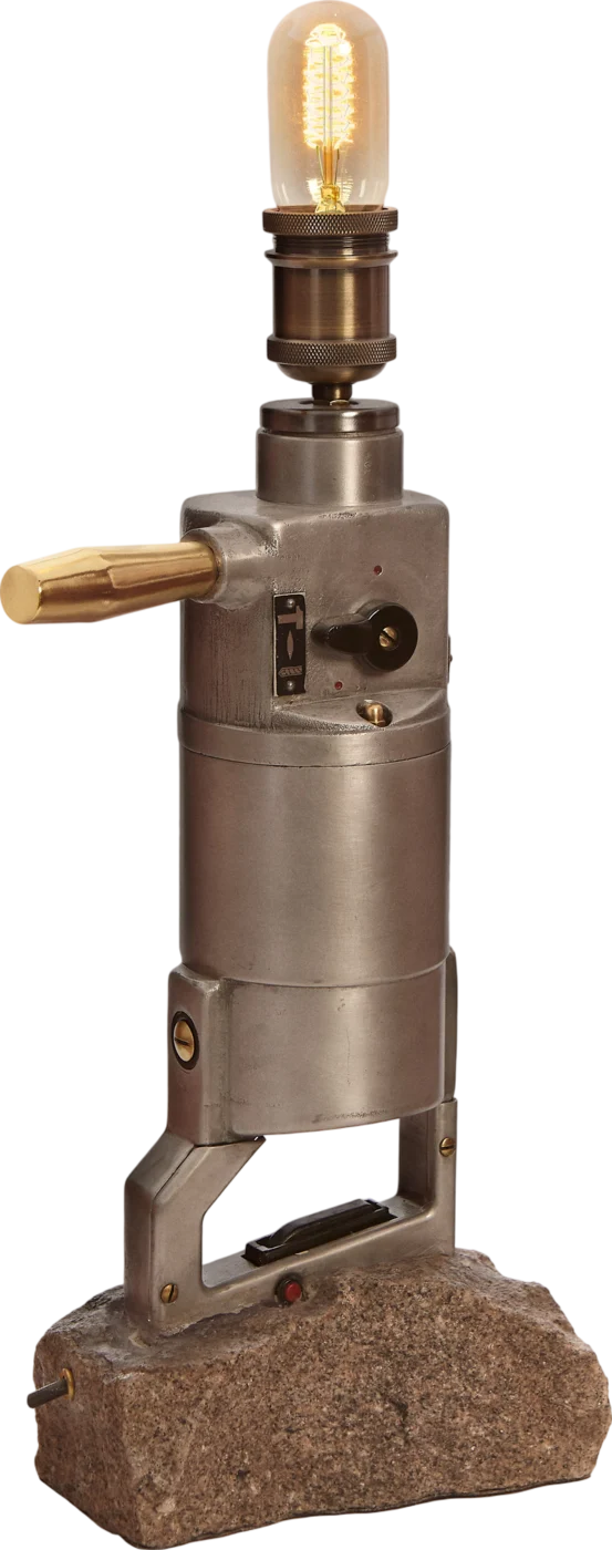 DDR SDS Drill Lamp, Once an East German hammer drill, now a table lamp.