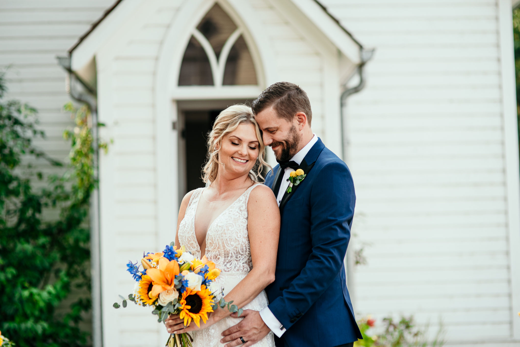 Beautiful bride and groom at Fort Edmonton Park Wedding