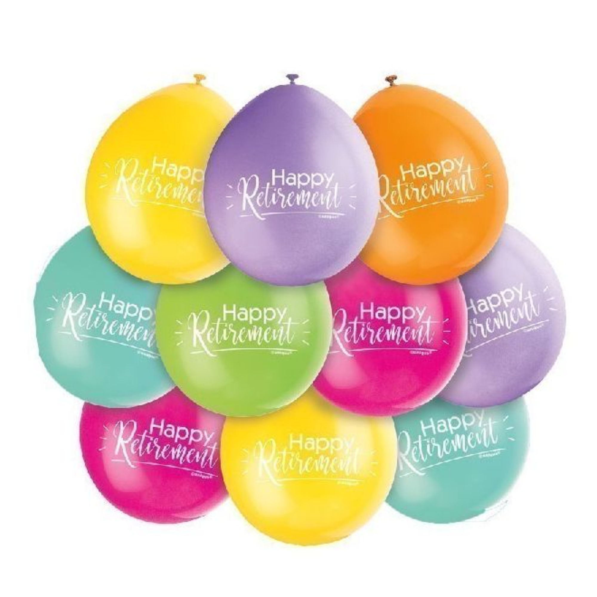 Happy Retirement Balloons - Multicoloured Pack of 10