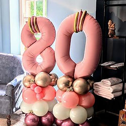 Balloon number stand in custom colours with optional personalisation. Louise’s Party Deals, Ripley Derbyshire.