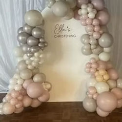 personalised backdrop for christening in pinks