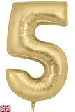 Thumbnail: Gold Silk Number 5 foil balloon 34 inch large birthday balloon suitable for air or helium
