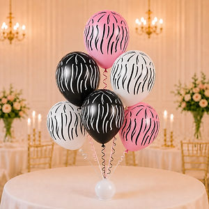 Animal Print Latex balloons filled with helium on a weight