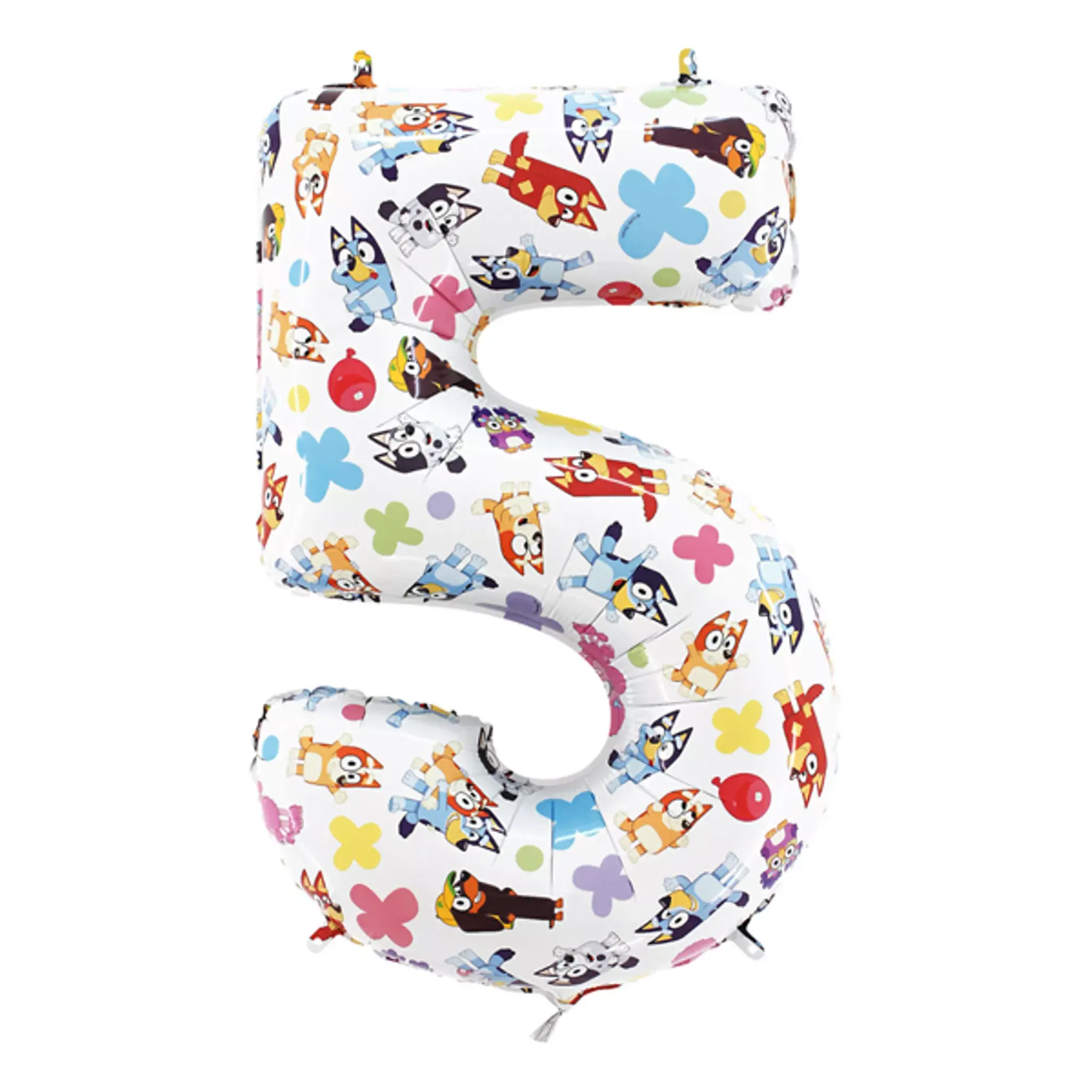 26 inch Bluey number 5 foil balloon with colourful character pattern suitable for air or helium
