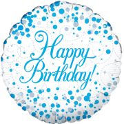 Thumbnail: Blue and silver 16th birthday foil balloon with polka dot design