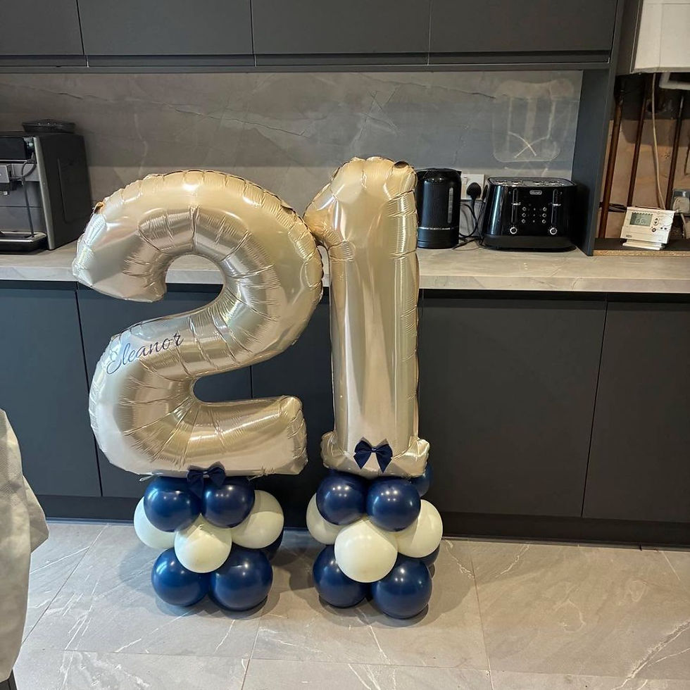 Thumbnail: 21st Birthday Balloon Number Stand in Gold and Navy