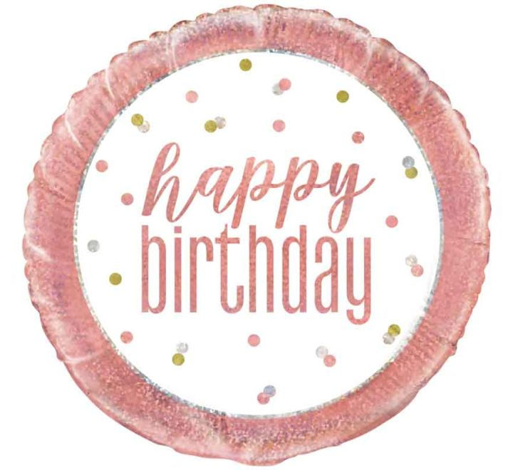 Thumbnail: rose gold milestone birthday foil balloons in various ages