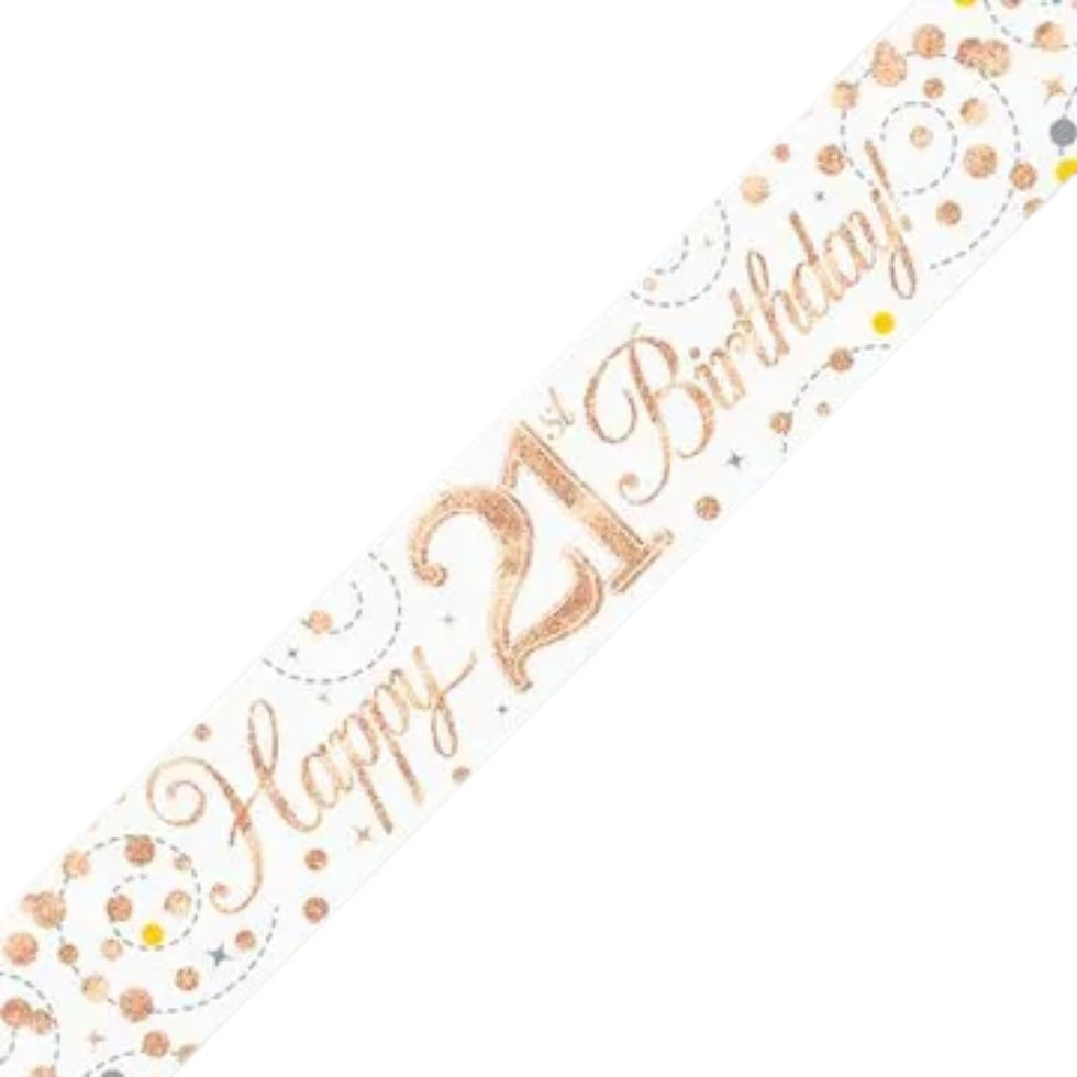 Thumbnail: 21st birthday banner rose gold party decoration 9ft banner repeating message