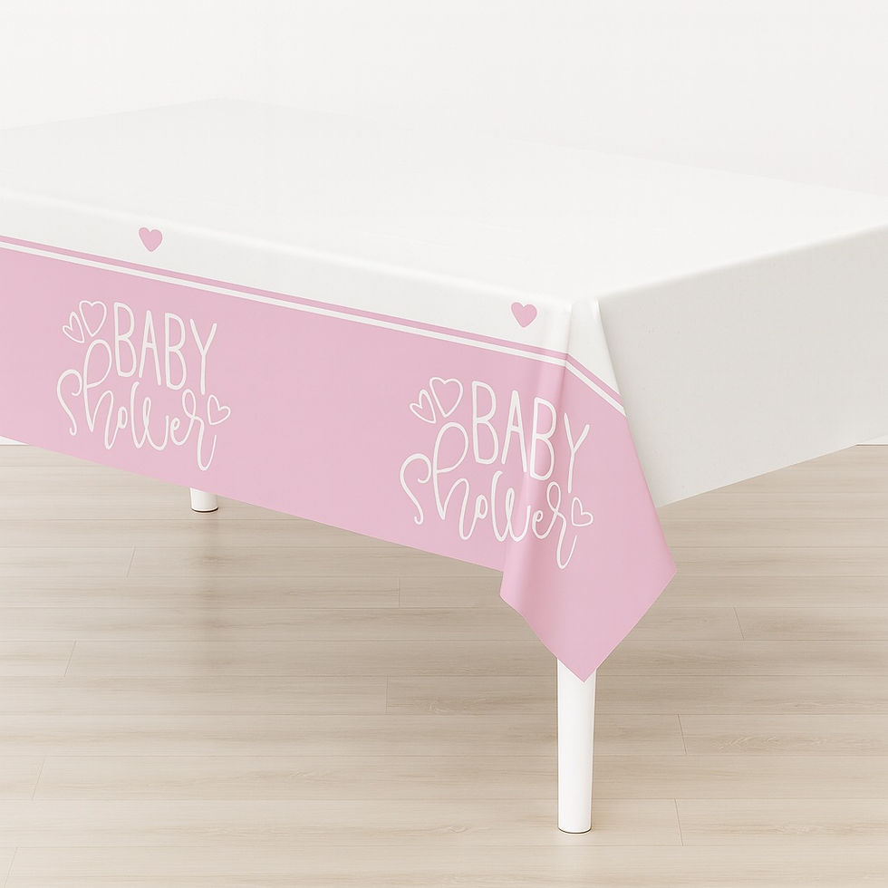 “Pink baby shower hearts tablecover 54 x 84 inches, plastic tablecloth for party decorations