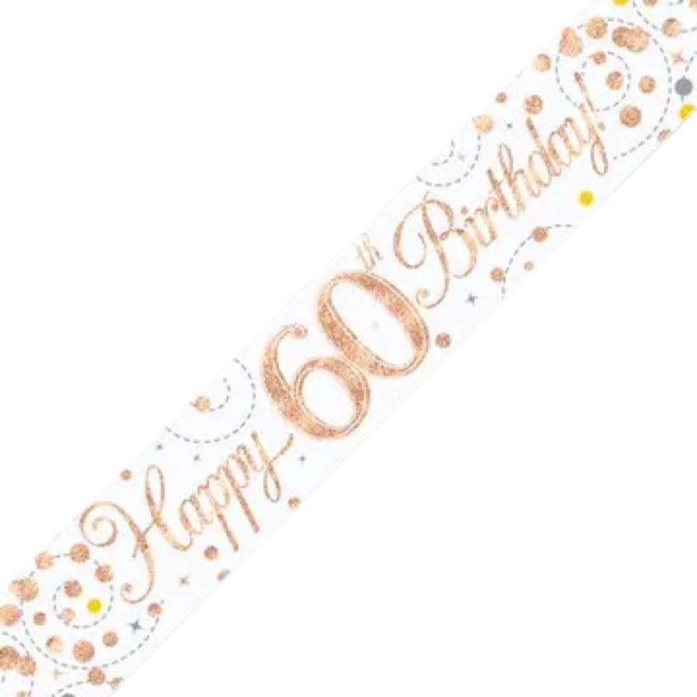 Thumbnail: 60th birthday banner rose gold fizz party decoration 9ft banner
