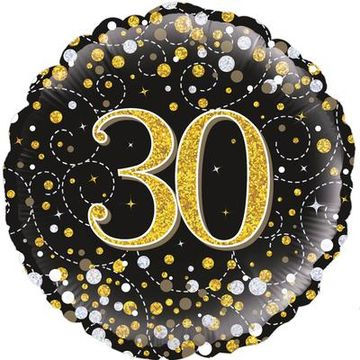 Thumbnail: Black and gold Happy Birthday foil balloons – milestone ages