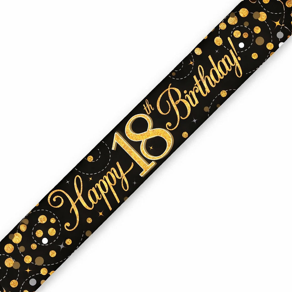 Thumbnail: 18th birthday banner Black &  Gold Fizz 9ft party decoration