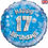 Thumbnail: blue holographic 17th birthday foil balloon with star pattern