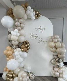 Personalised sailboard backdrop in Ripley Derbyshire – freestanding display with custom wording and optional balloon garland, ideal for weddings, engagements and celebrations.