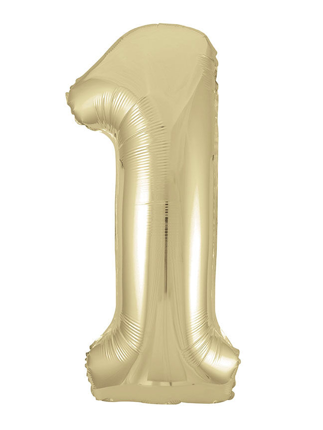 Thumbnail: Number 1 white gold  foil balloon 34 inch large birthday balloon decoration