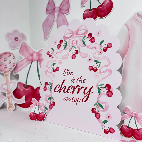 Strawberry themed first birthday cut-outs and mini display props