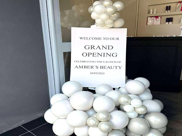 Balloon displays for business events including personalised balloons, backdrops, and small items for collection or full venue