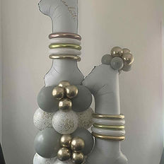 Balloon number stand in custom colours with optional personalisation. Louise’s Party Deals, Ripley Derbyshire.