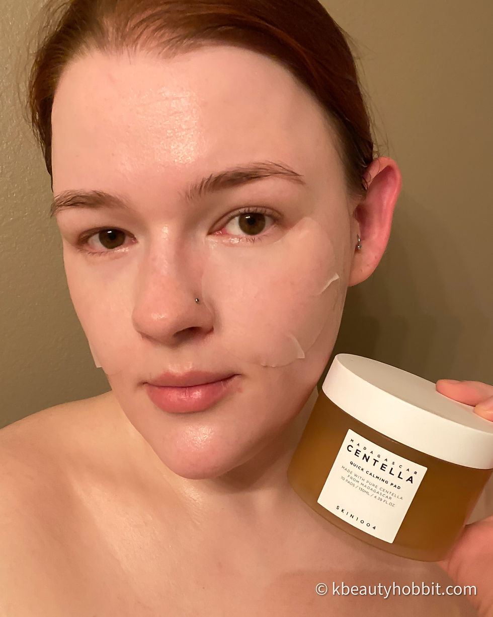 SKIN1004 Madagascar Centella Quick Calming Pad on the face