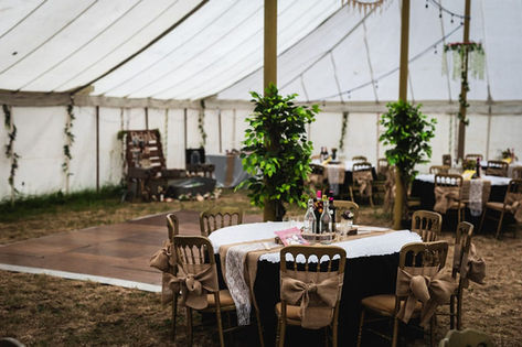 The marquee at BrackenXcapes decorated for a wedding reception