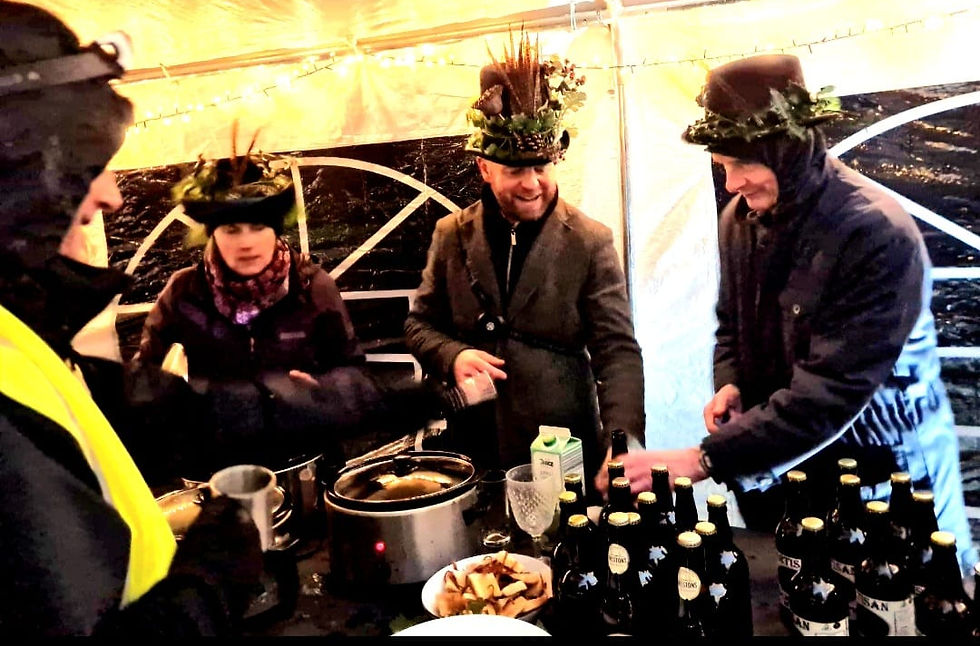 People taking part in a traditional Wassailing festival
